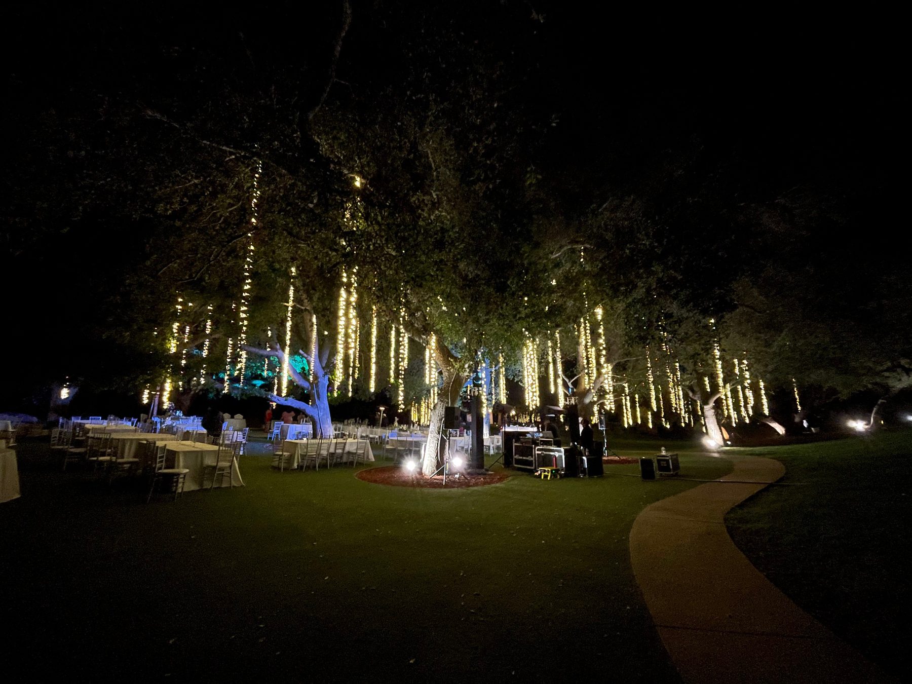 Outdoor wedding fairy lights production Los Angeles