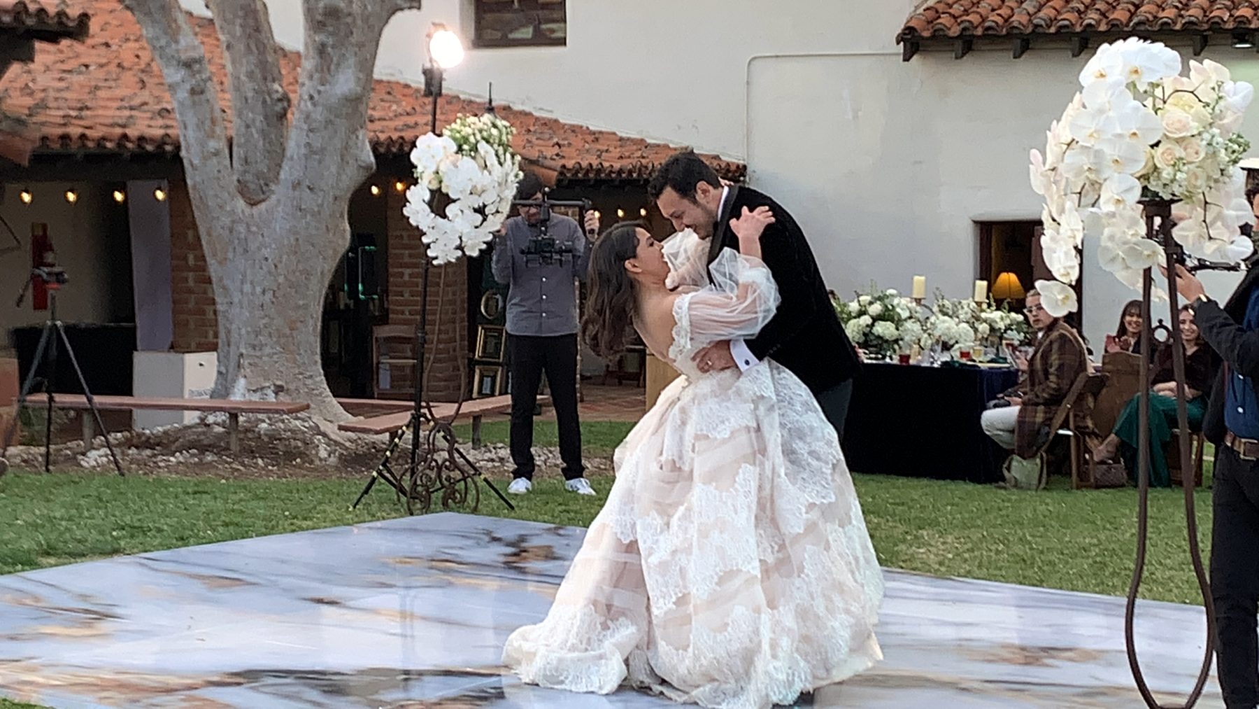 Wedding marble dance floor romantic dip Los Angeles